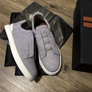 Ermenegildo Zegna triple stitch gray suede